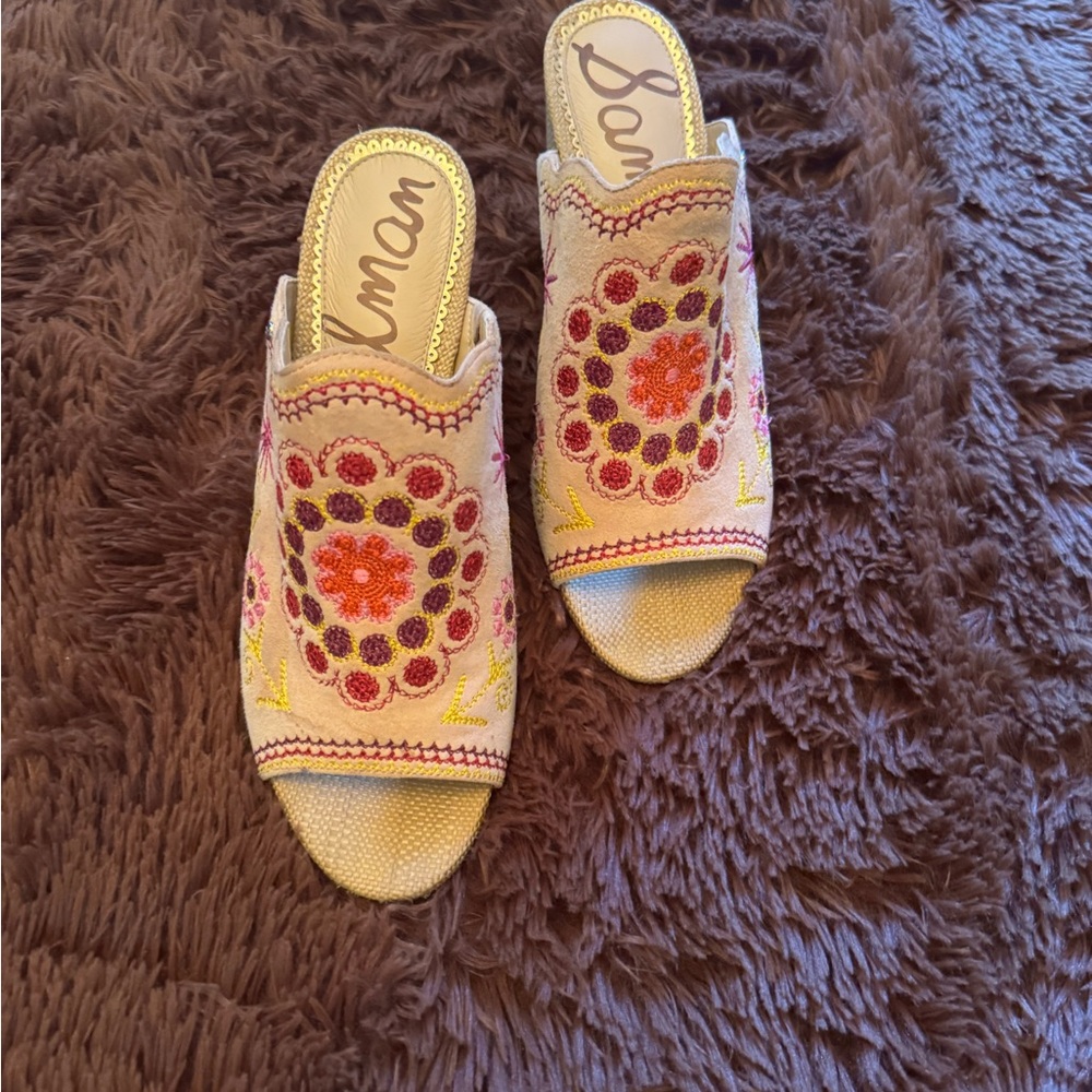 Sam Edelman Embroidered Leather Floral Mules